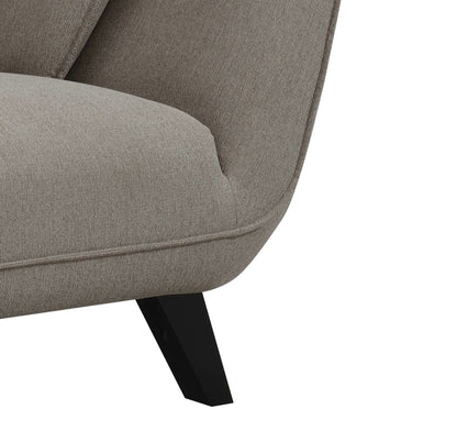 Nayeli Boucle Loveseat stationary with taupe boucle upholstery and black angled legs on Tampa Home & Garden Store