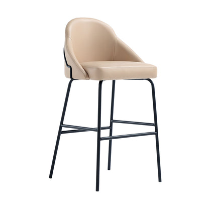 Gracie Upholstered Barstool beige faux leather, 28–30in height, HouseOfZazla, black metal legs on Tampa Home & Garden Store