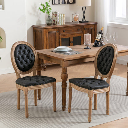 French style solid wood dining chairs 4-piece set with nailhead trim and tufted upholstery on Tampa Home & Garden Store
