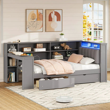 Platform Bed Upholstered Headboard With Drawers