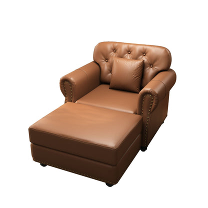 Upholstered Sofa with Nailhead and Ottoman