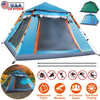 4-5 Person Camping Tent GemGear blue with mosquito nets carrying bag on Tampa Home & Garden Store