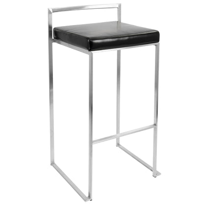 HouseOfZazla contemporary stackable barstool with padded black seat and chrome frame on Tampa Home & Garden Store