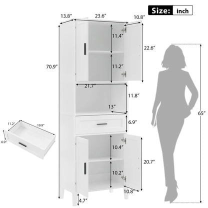 Tall Bathroom Cabinet with Soft Close Doors