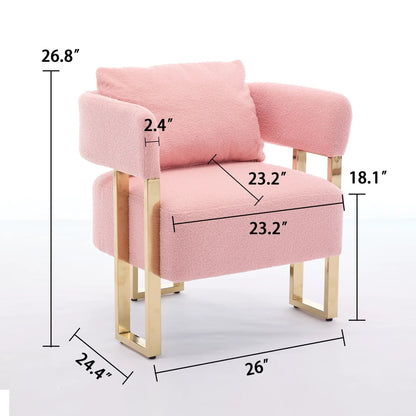 Modern decorative teddy fleece upholstered chair with gold metal legs by Unique Piece Furniture on Tampa Home & Garden Store