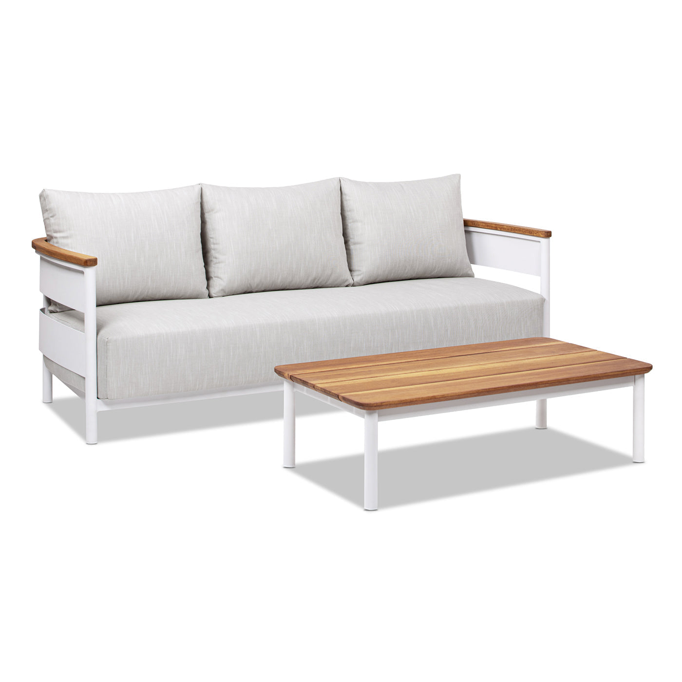 Rhodes 2pc Teak and Aluminum Outdoor Sofa Set