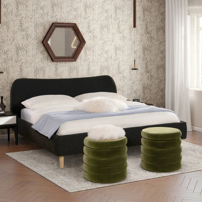 Roman curved headboard upholstered platform bed in charcoal by Unique Piece Furniture on Tampa Home & Garden Store