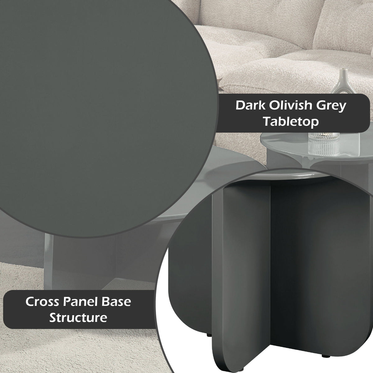Coffee table dark green finish with spacious surface and cross-panel base by HouseOfZazla on Tampa Home & Garden Store
