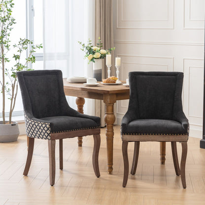 Ultra Side Dining Chair Set with Solid Wood Legs dark chairs around a dining table on Tampa Home & Garden Store