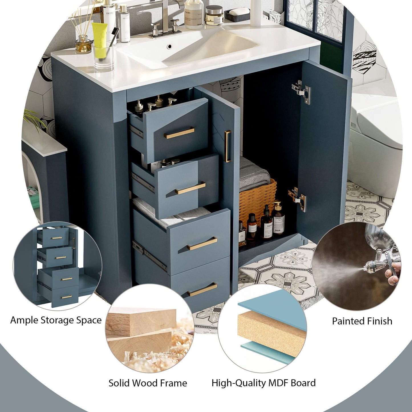 Bathroom Vanity With Sink and Storage Cabinet