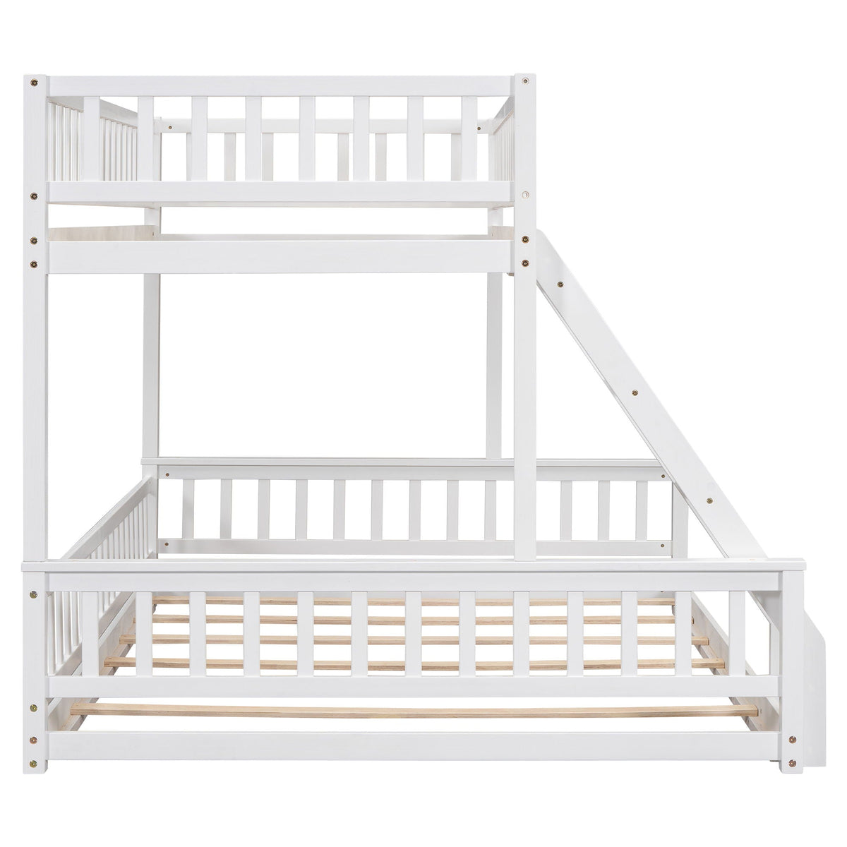 Bunk bed by HouseOfZazla, white wooden frame with ladder and guardrails on Tampa Home & Garden Store