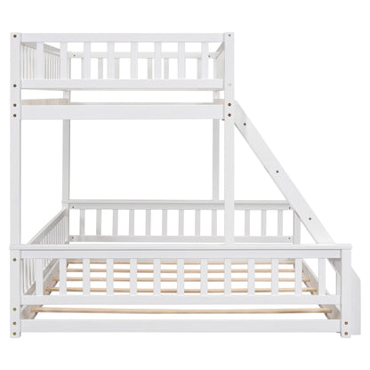 Bunk bed by HouseOfZazla, white wooden frame with ladder and guardrails on Tampa Home & Garden Store