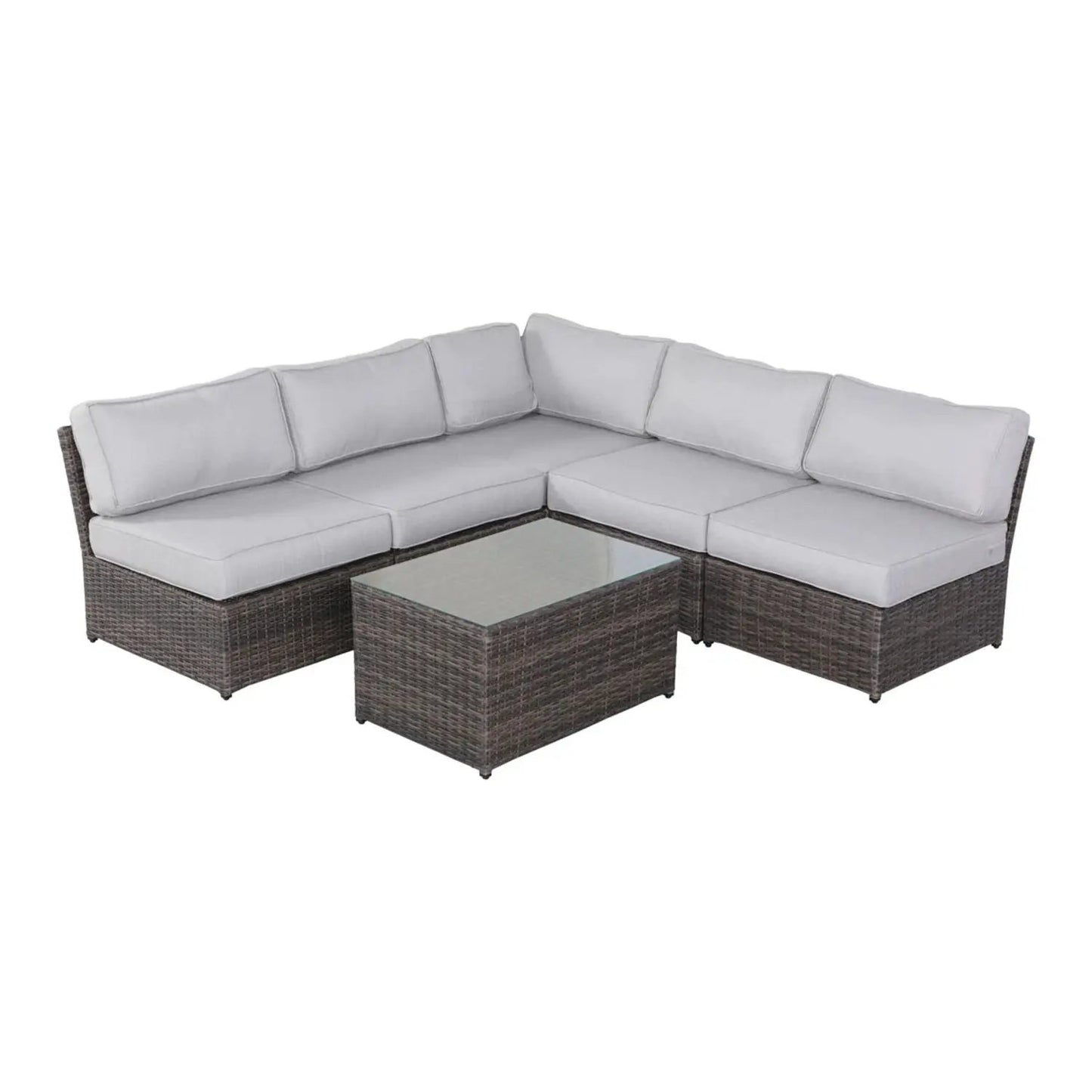 Rattan Sectional Set With Cushions, 2-Piece Outdoor Set in brown wicker and gray cushions on Tampa Home & Garden Store