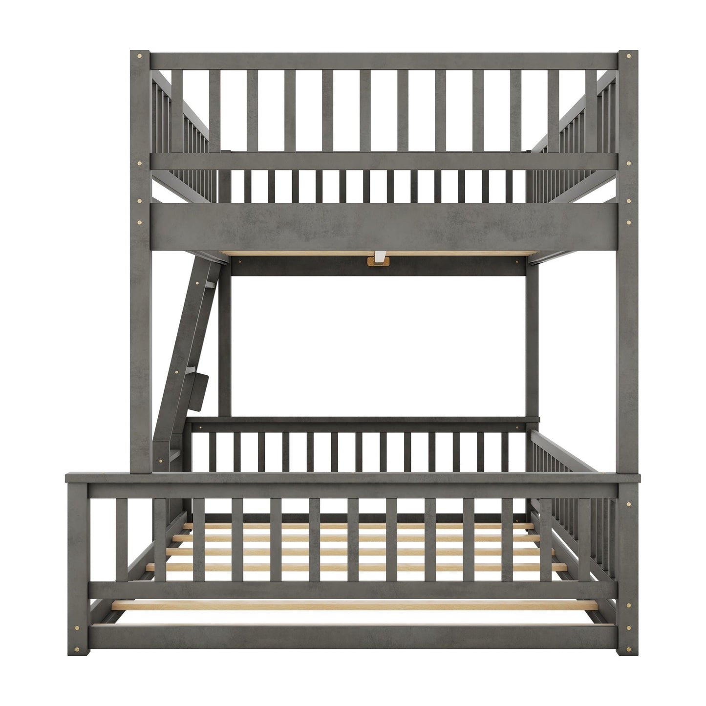 HouseOfZazla bunk bed with ladder and guardrails in dark gray metal on Tampa Home & Garden Store