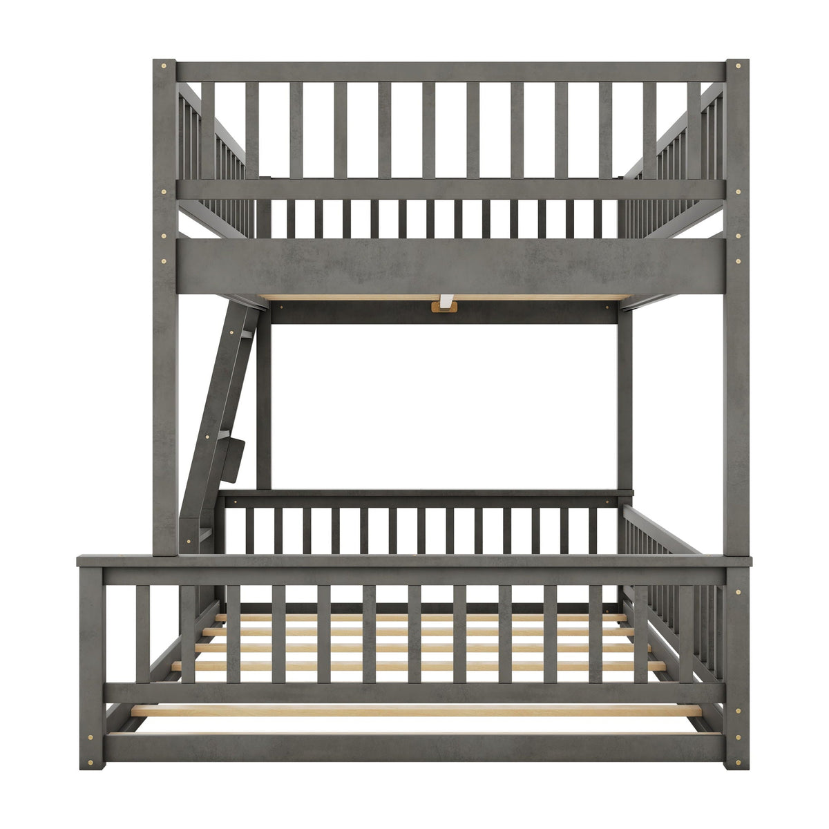 HouseOfZazla bunk bed with ladder and guardrails in dark gray metal on Tampa Home & Garden Store