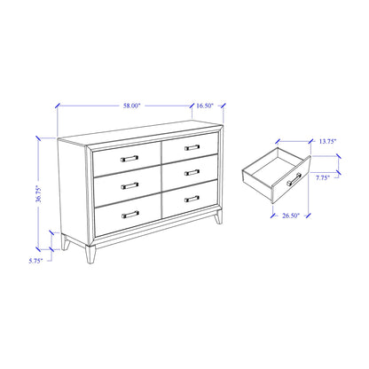 Mirage 5 Piece Bedroom Set HouseOfZazla dresser with 6 drawers nightstand two pieces shown on Tampa Home & Garden Store