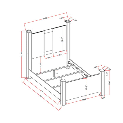 Lorenzo bed with speakers glitter detailing blueprint by HouseOfZazla; black frame red lines on Tampa Home & Garden Store