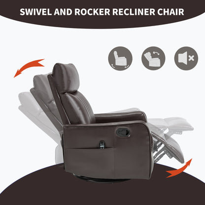 Brown faux leather heat massage manual recliner chair by HouseOfZazla with control panel on Tampa Home & Garden Store