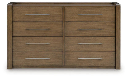 Marxmore dresser by Unique Piece Furniture in warm brown wood with silver pulls on Tampa Home & Garden Store