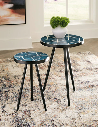 Clairbelle Teal Nesting Accent Tables Set of 2