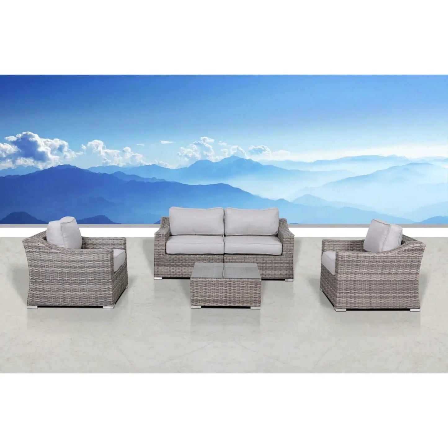 Outdoor Wicker Conversation Set With Cushions