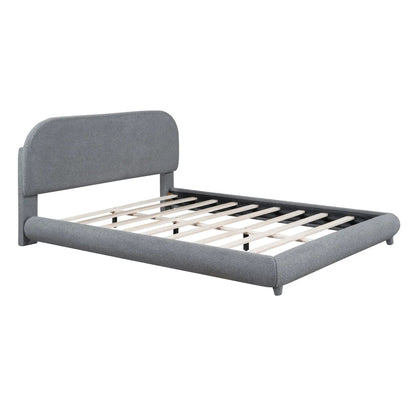 Upholstered Platform Bed With Thick Solid Frame