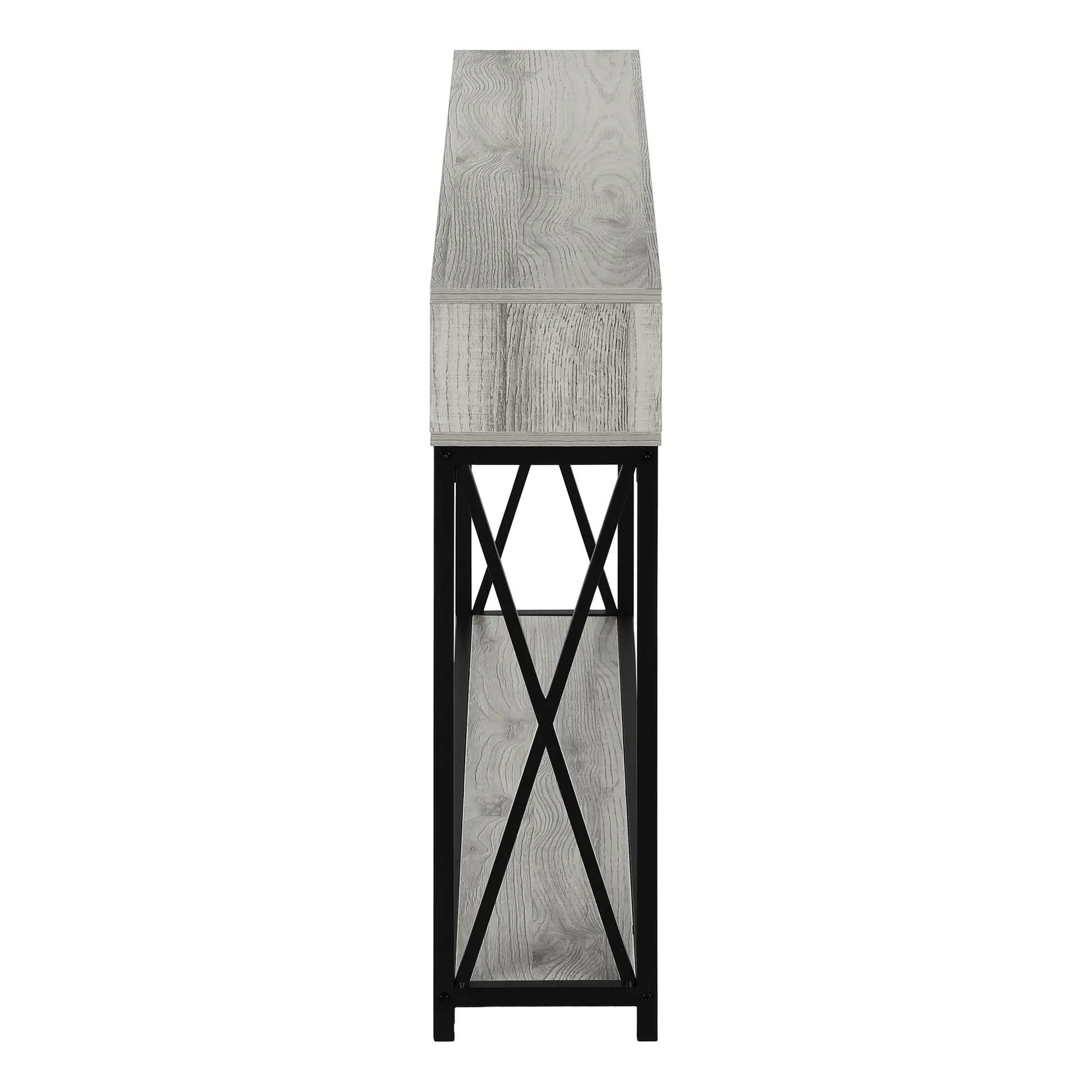 Accent console table gray distressed wood top with black metal frame Unique Piece Furniture on Tampa Home & Garden Store