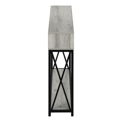 Accent console table gray distressed wood top with black metal frame Unique Piece Furniture on Tampa Home & Garden Store
