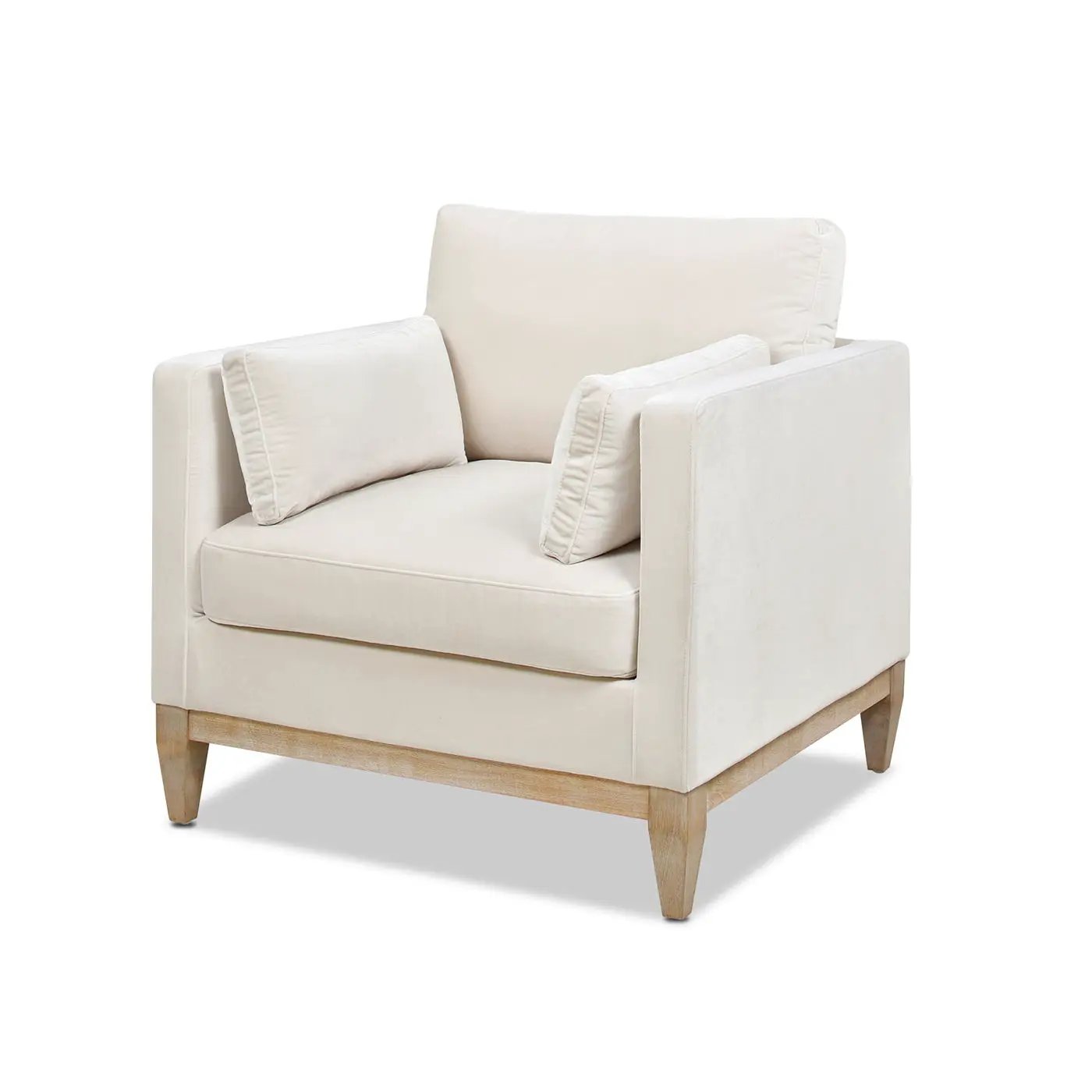 Knox Modern Farmhouse Arm Chair by Unique Piece Furniture, cream upholstery, wooden legs on Tampa Home & Garden Store