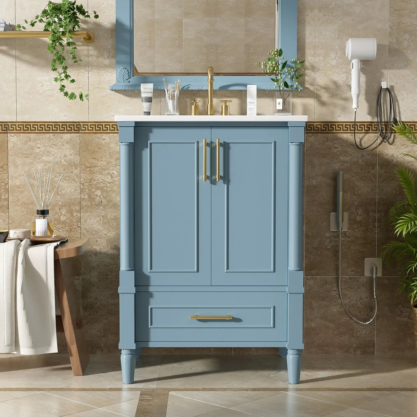 Bathroom Vanity With Ornate French Cylinder Legs