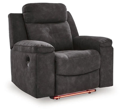 Brysonview Zero Wall Recliner charcoal fabric upholstery with side control panel on Tampa Home & Garden Store