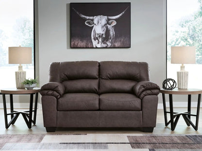 WillowBend Faux Leather Loveseat Jumbo Stitching