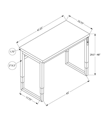 Adjustable standing computer desk schematic by HouseOfZazla; 47.25 in long, 29.5–48 in high on Tampa Home & Garden Store