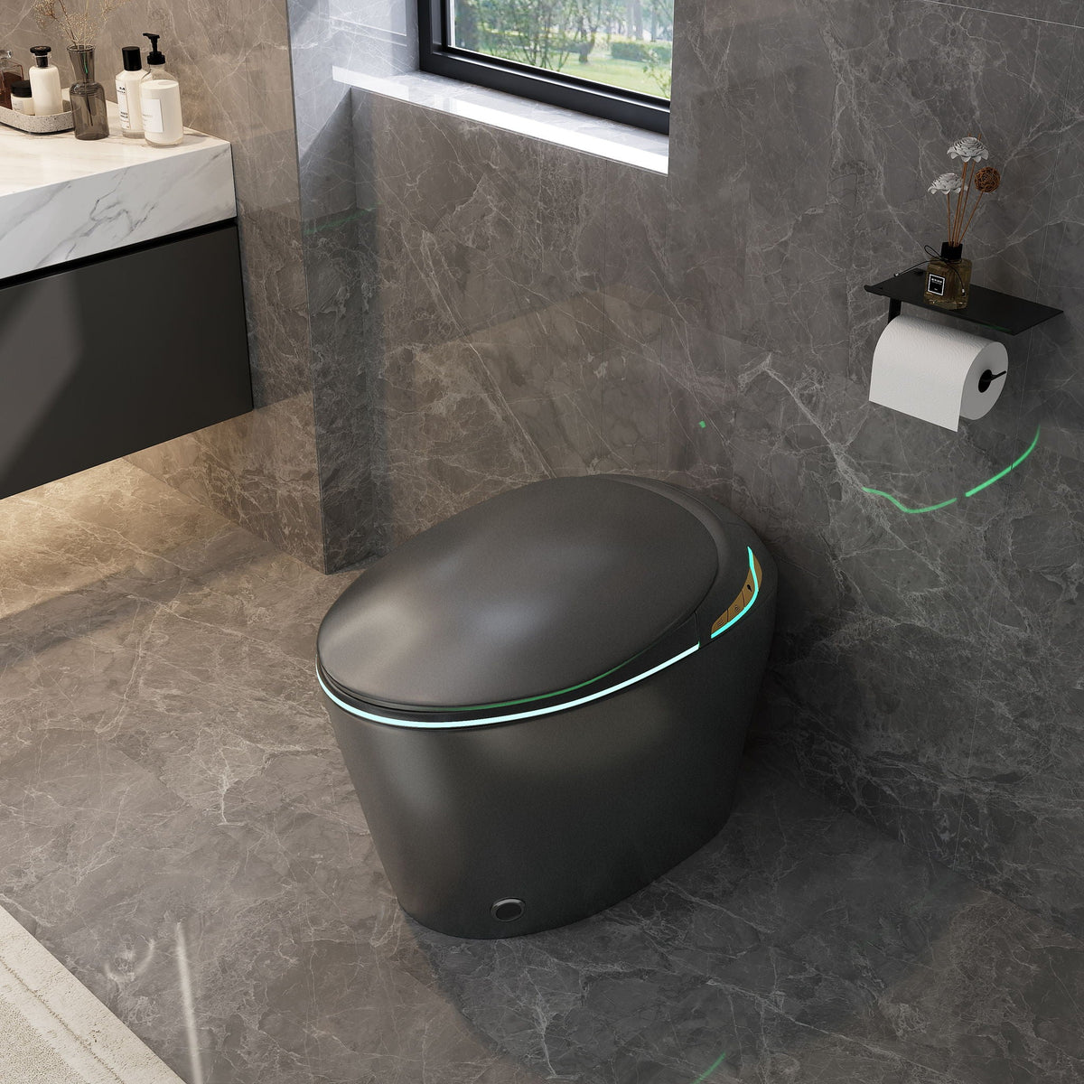 Smart toilet with matte black ceramic finish and built in bidet by HouseOfZazla on Tampa Home & Garden Store