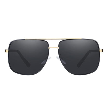 Square polarized sunglasses by Stevvex with gold frame and dark grey lenses UV400 on Tampa Home & Garden Store