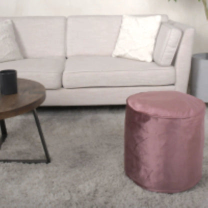 Shimon cylinder pouf ottoman pink velvet accent for living room on Tampa Home & Garden Store