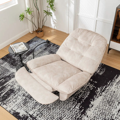 Beige swivel glider recliner chair with rocking function, large and comfortable in living room on Tampa Home & Garden Store