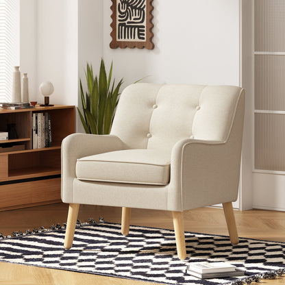 Modern Tufted Accent Chair and Solid Wood Legs