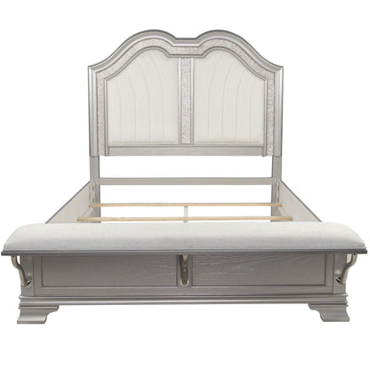 Bed headboard from 3 Piece Bedroom Set by HouseOfZazla, silver glitter trim on Tampa Home & Garden Store