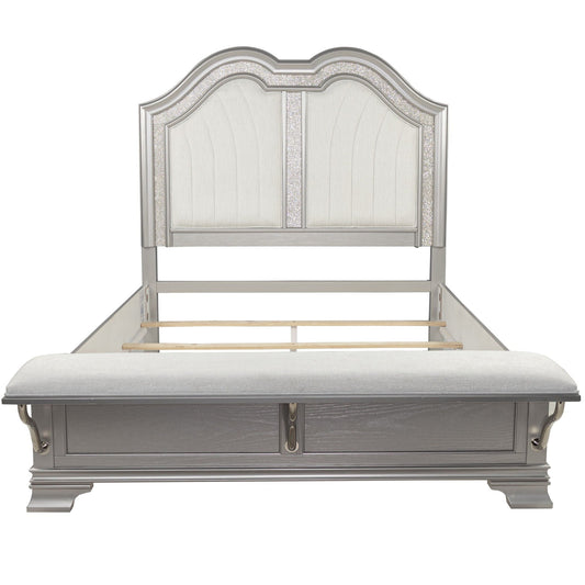 Bed headboard from 3 Piece Bedroom Set by HouseOfZazla, silver glitter trim on Tampa Home & Garden Store