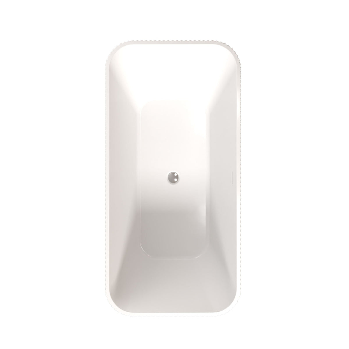 Linear freestanding soaker tub gloss white with rounded corners drain visible HouseOfZazla on Tampa Home & Garden Store