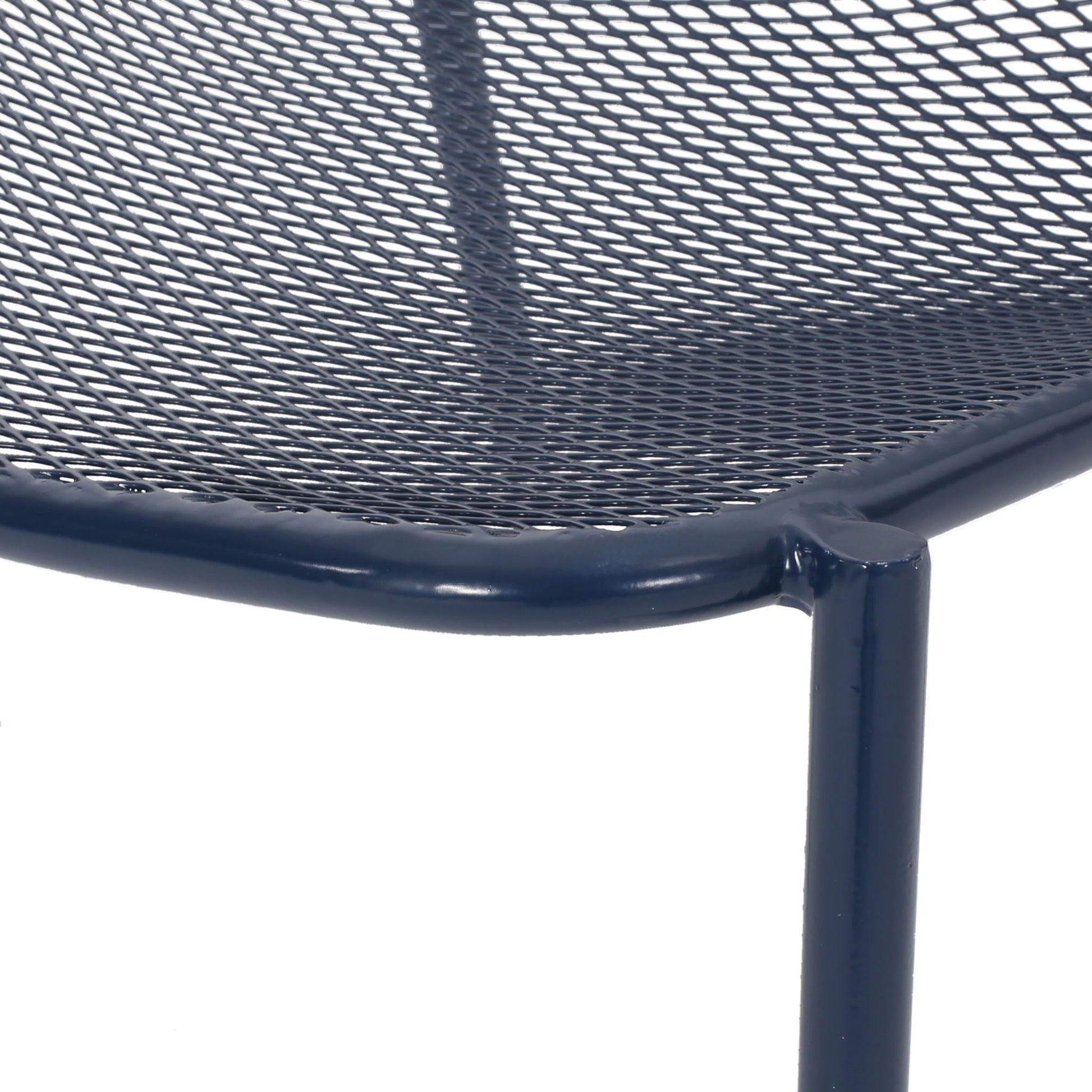 Kincaid Stackable Iron Chair navy blue powder-coated outdoor armless chair HouseOfZazla on Tampa Home & Garden Store