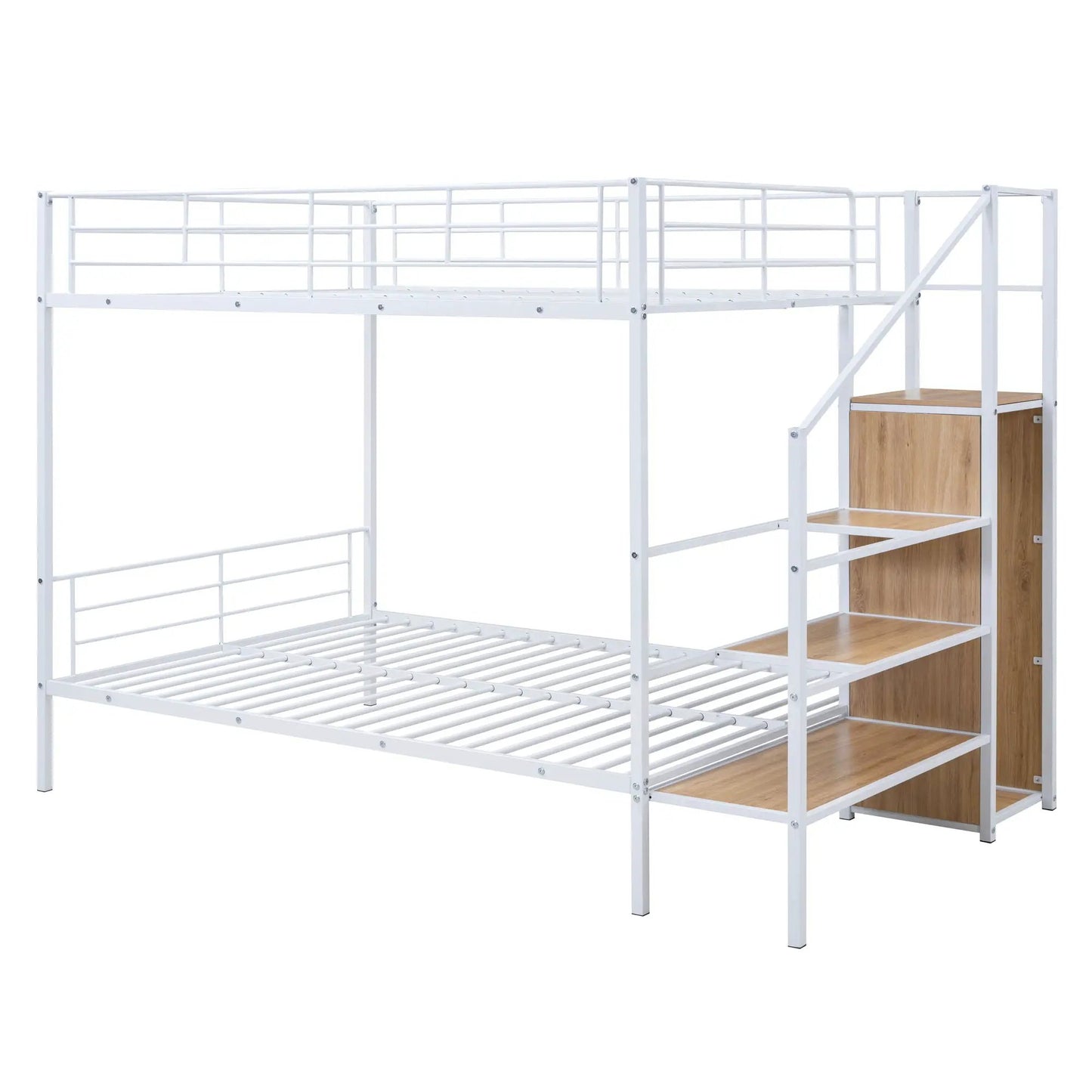 Bunk Bed With Lateral Storage Ladder and Wardrobe