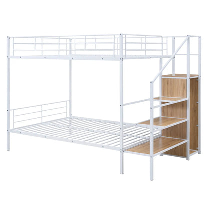 Bunk Bed With Lateral Storage Ladder and Wardrobe
