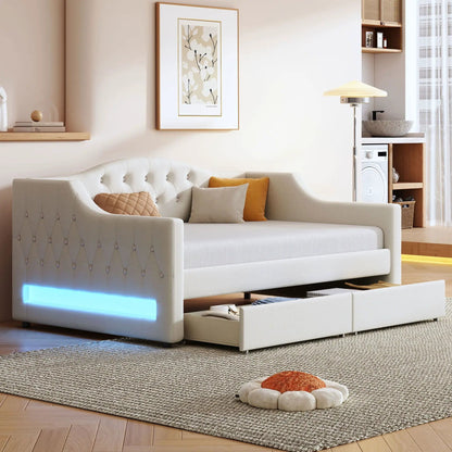 Daybed With LED Lighting and Upholstered Frame