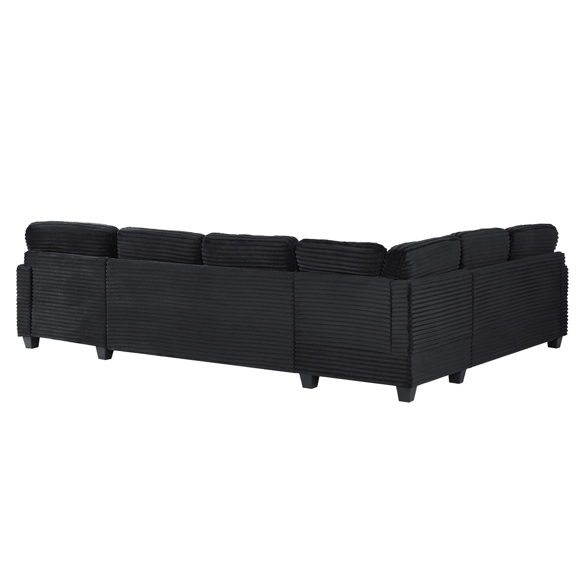 U-shaped black sectional with movable ottoman and storage pockets HouseOfZazla 2-piece set on Tampa Home & Garden Store