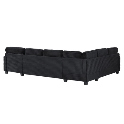 U-shaped black sectional with movable ottoman and storage pockets HouseOfZazla 2-piece set on Tampa Home & Garden Store