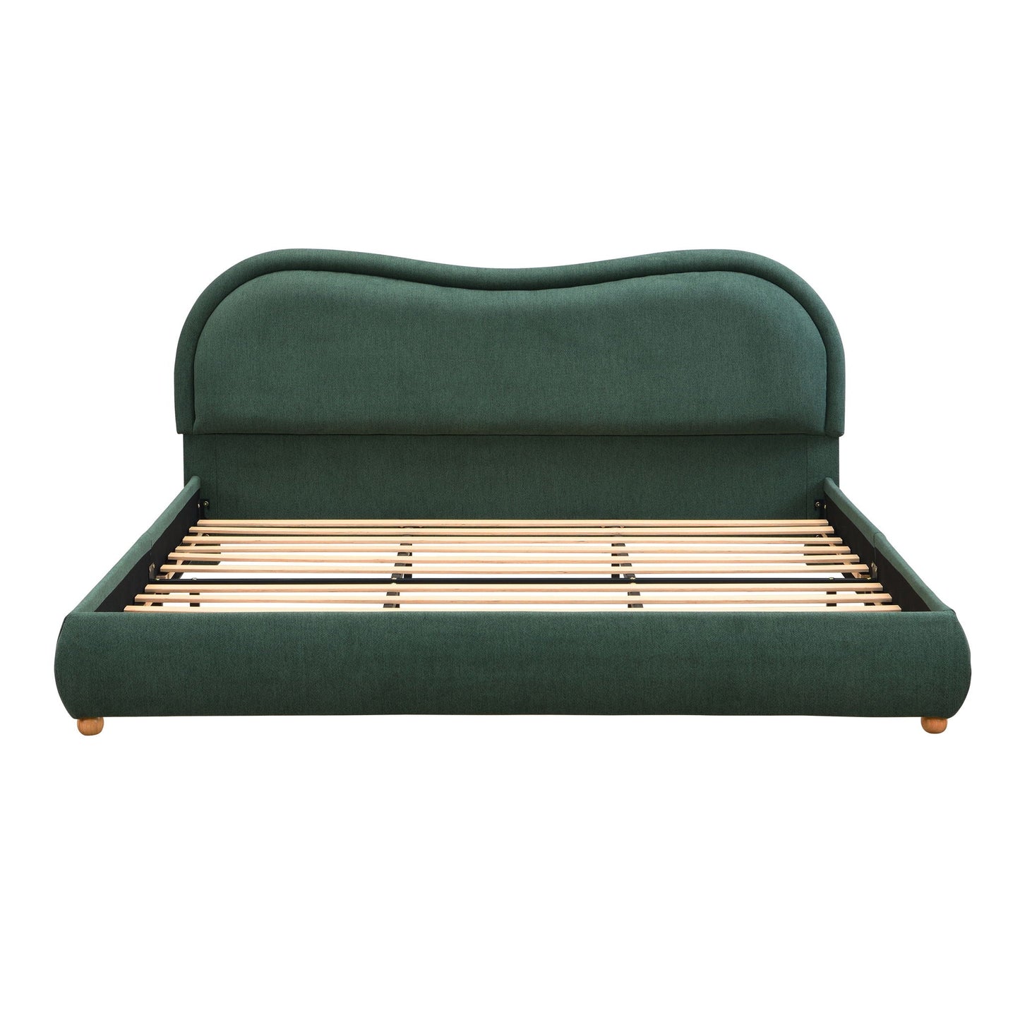 Upholstered Platform Bed with Curved Headboard