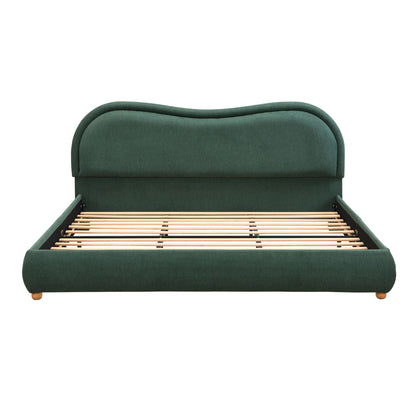 Upholstered Platform Bed with Curved Headboard