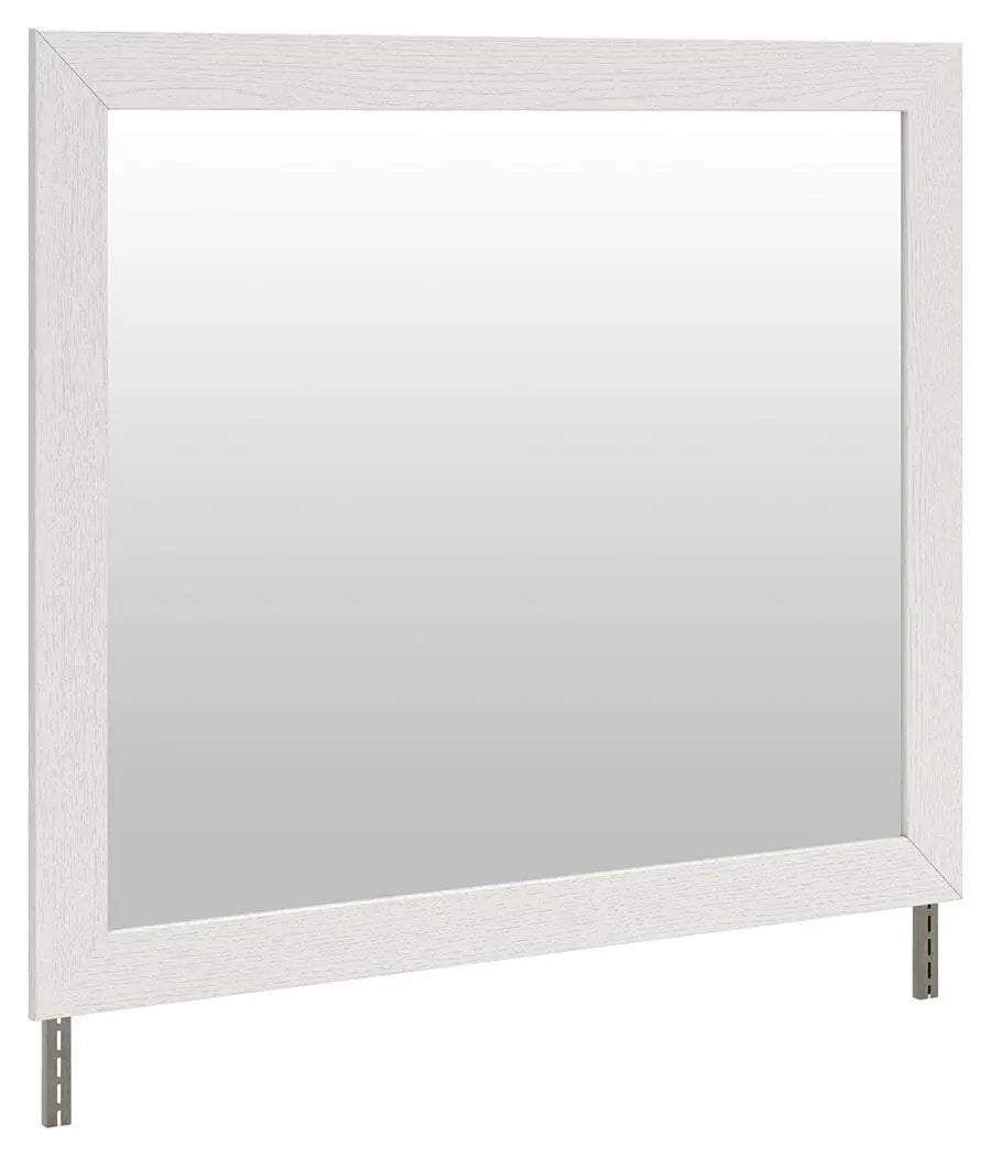 Savonport white bedroom mirror in a wood frame with a full reflective panel and metal legs on Tampa Home & Garden Store
